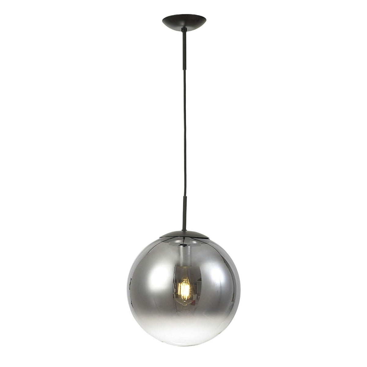 Miranda 30cm Matt Black & Smoked Glass Pendant