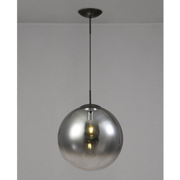 Miranda 40cm Matt Black & Smoked Glass Pendant