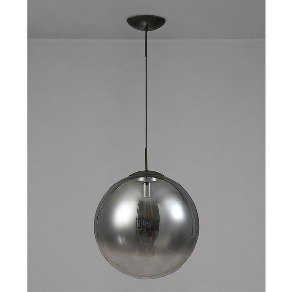 Miranda 40cm Matt Black & Smoked Glass Pendant