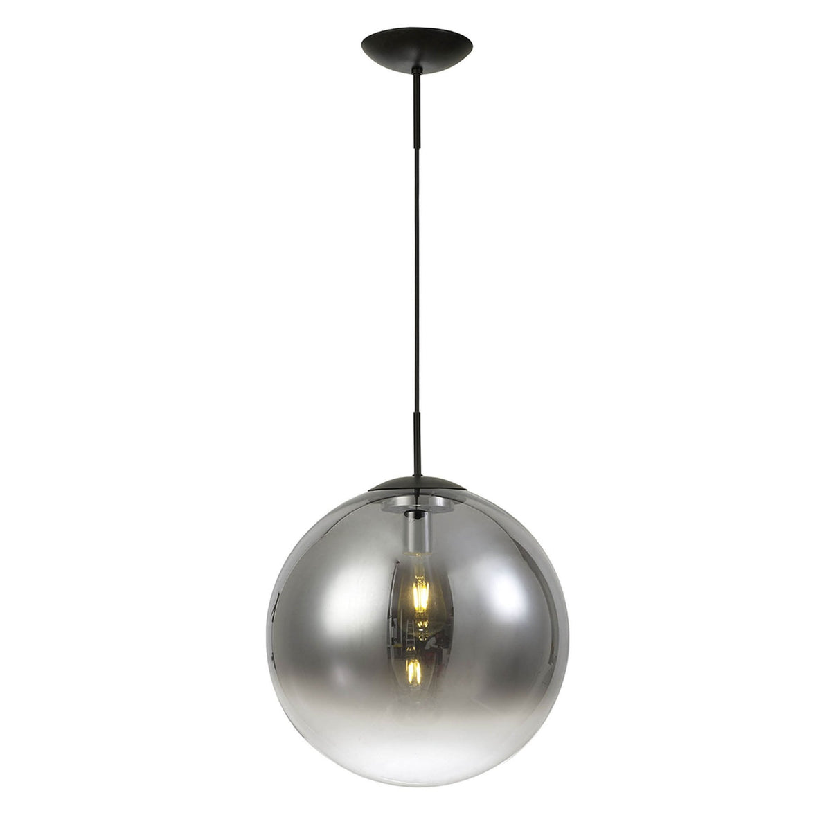 Miranda 40cm Matt Black & Smoked Glass Pendant