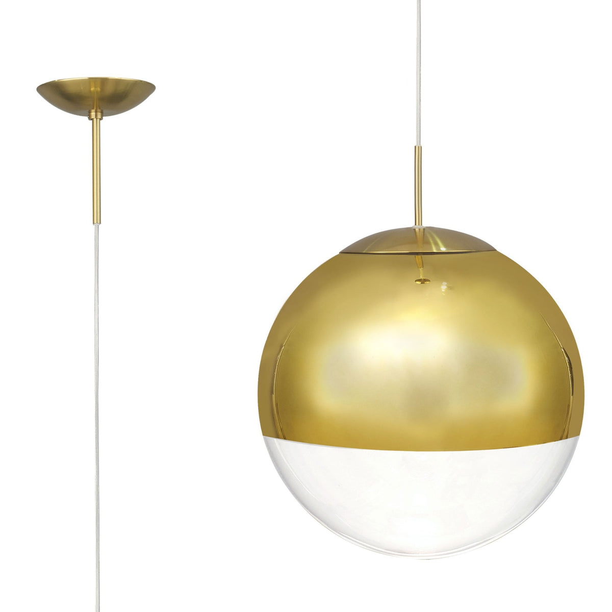 Miranda 40cm Antique Gold & Clear Glass Pendant