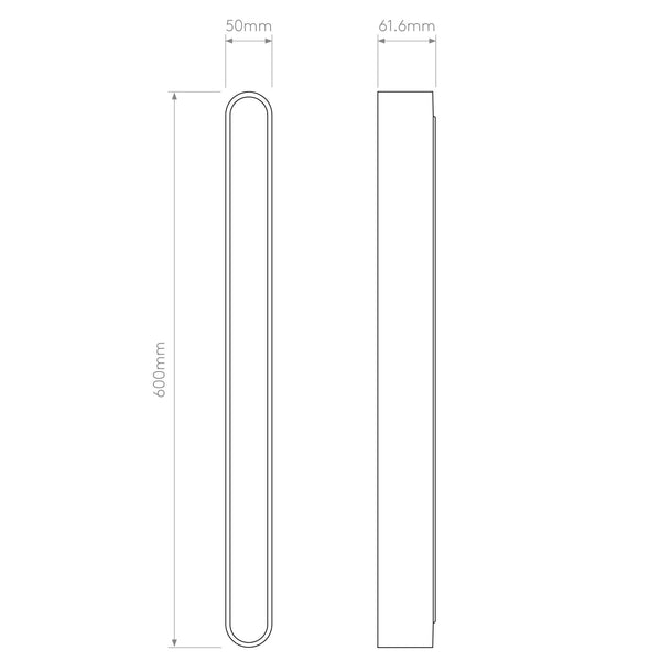 Atticus 600 LED IP44 Wall Light in Polished Chrome