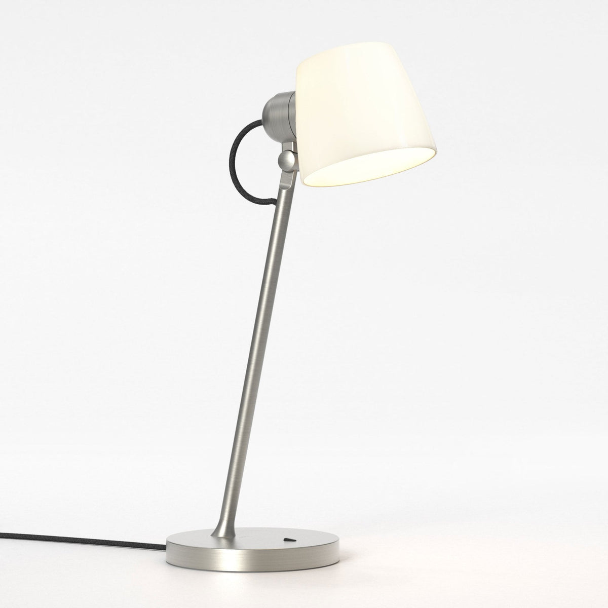 Imari Desk Lamp in Matt Nickel with Porcelain Shade