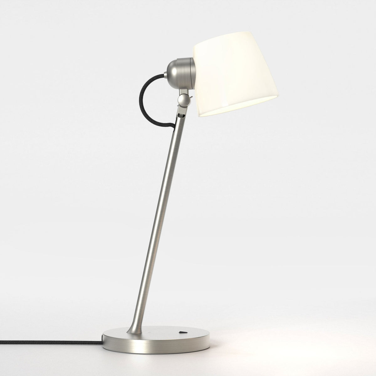 Imari Desk Lamp in Matt Nickel with Porcelain Shade