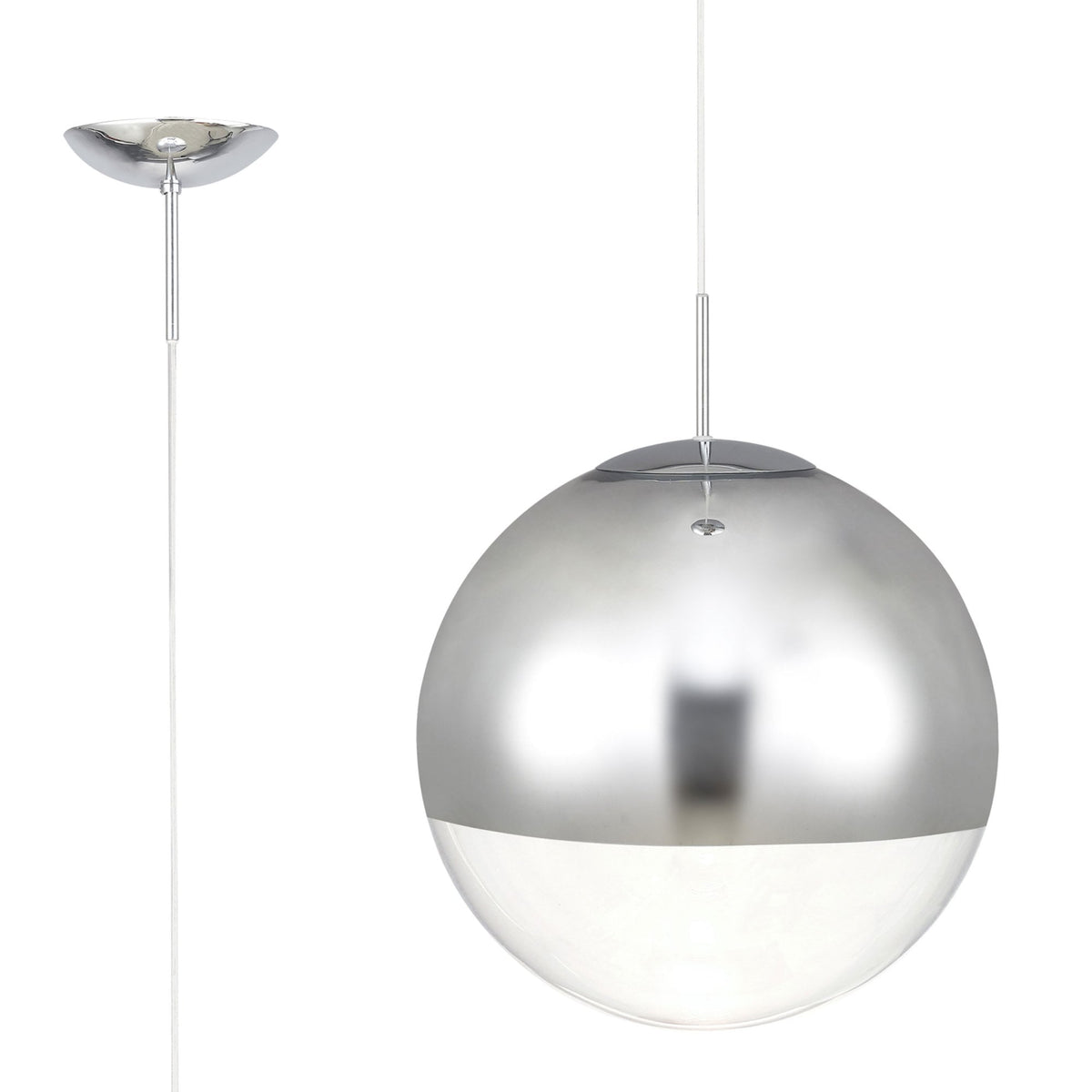Miranda 40cm Polished Chrome & Clear Glass Pendant