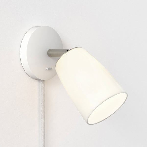 Carlton Plug In Wall Light in a Porcelain Finish with Porcelain Shade