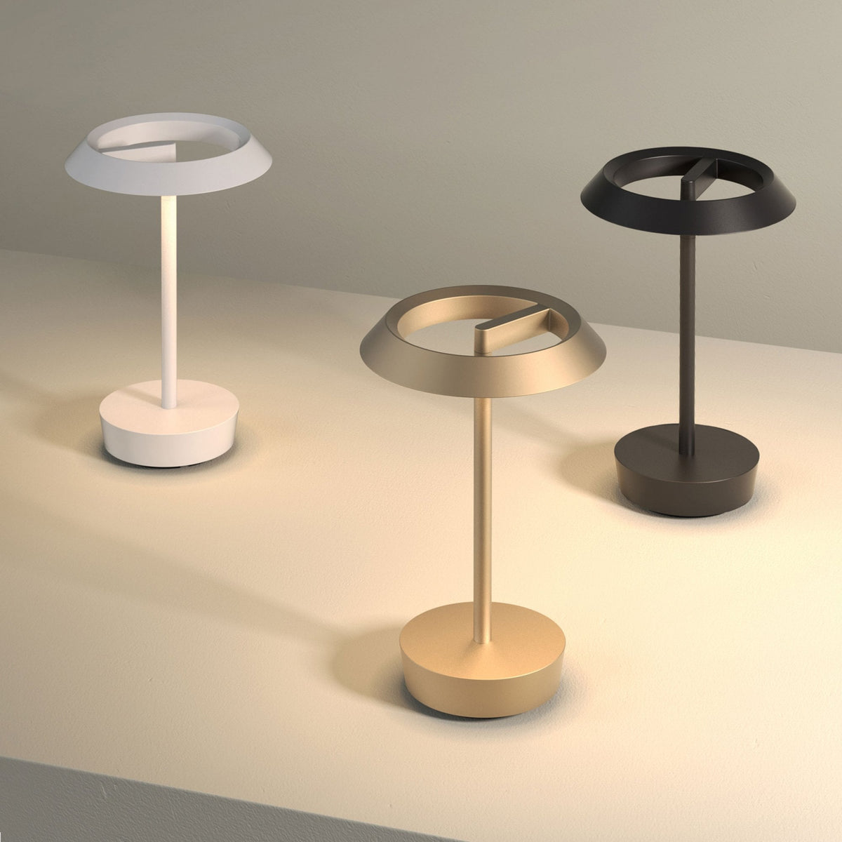 Halo LED Rechargeable Portable Table Lamp in Matt White