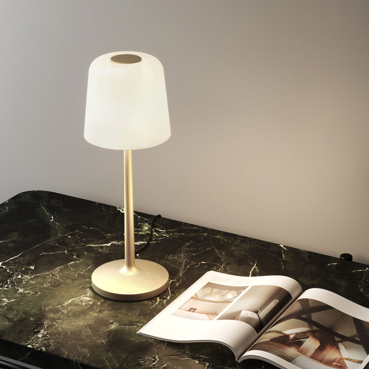 Ella Desk Lamp in Light Bronze with Porcelain Shade