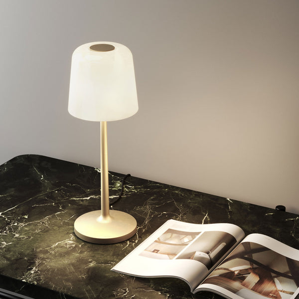 Ella Desk Lamp in Light Bronze with Porcelain Shade