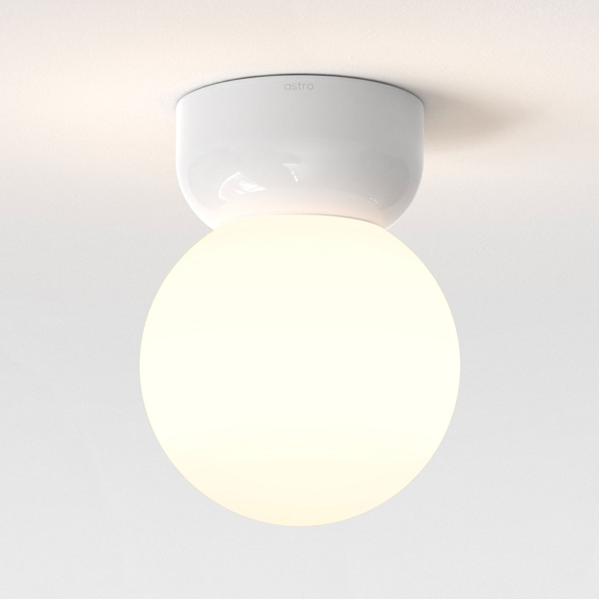 Lyra 180 IP44 Ceramic Bathroom Ceiling Light in Gloss Glaze White