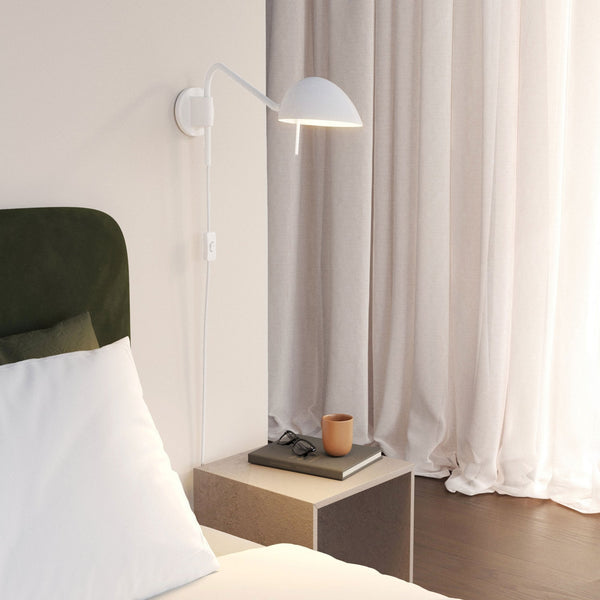 Serge Swing Arm Plug In Switched Reading Wall Light in Matt White
