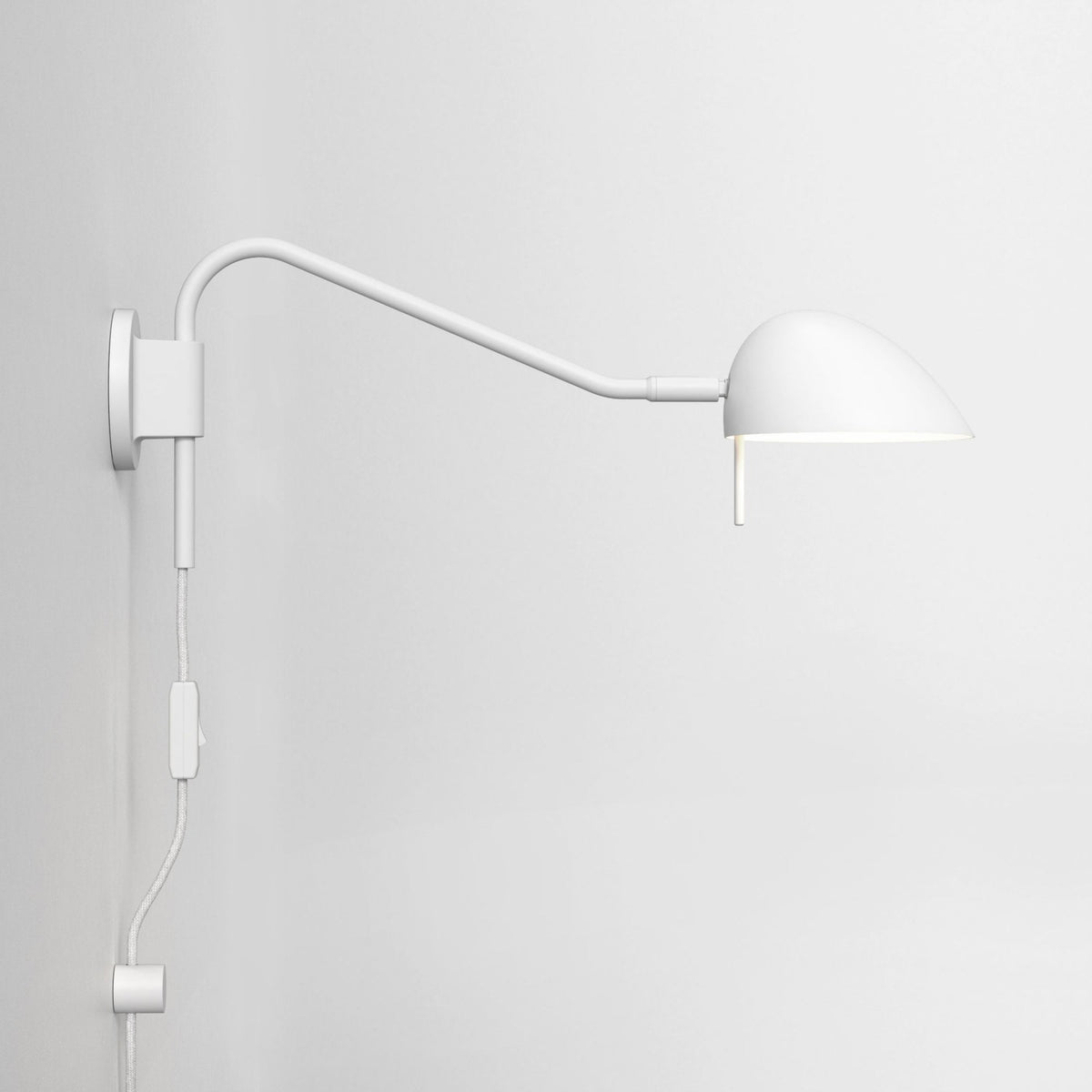 Serge Swing Arm Plug In Switched Reading Wall Light in Matt White