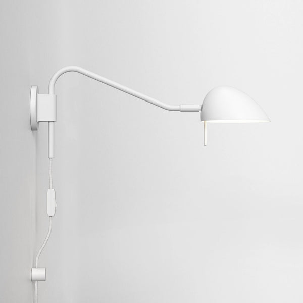 Serge Swing Arm Plug In Switched Reading Wall Light in Matt White
