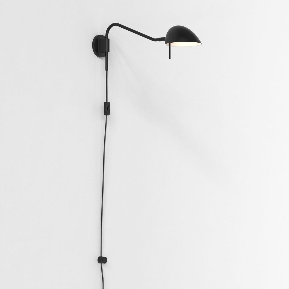 Serge Swing Arm Plug In Switched Reading Wall Light in Matt Black