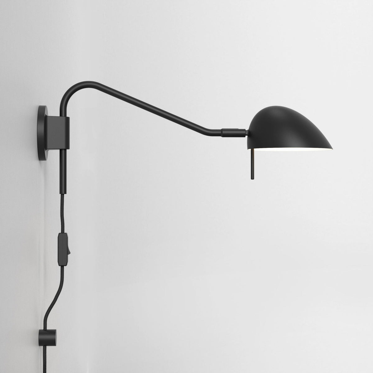 Serge Swing Arm Plug In Switched Reading Wall Light in Matt Black