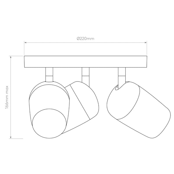 Koto Triple Round Spotlight in Matt White
