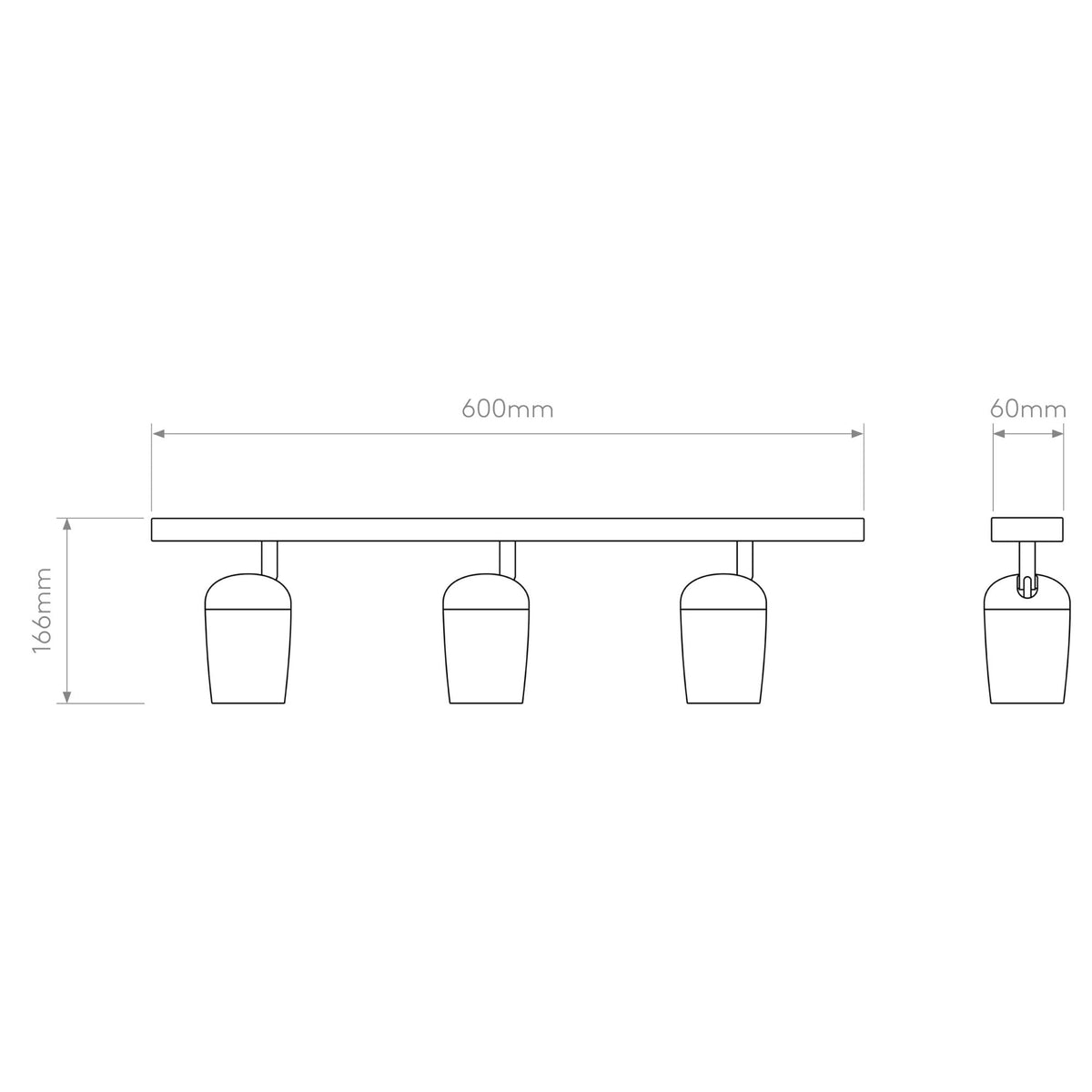 Koto Three Bar Spotlight in Matt Black