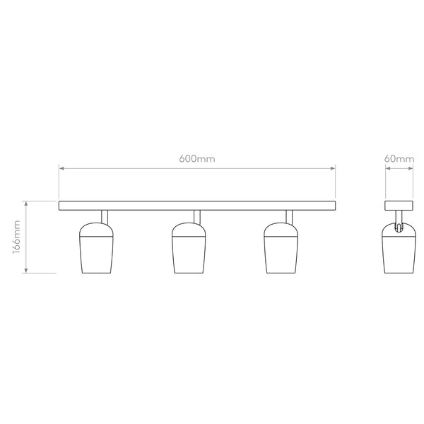 Koto Three Bar Spotlight in Matt Black