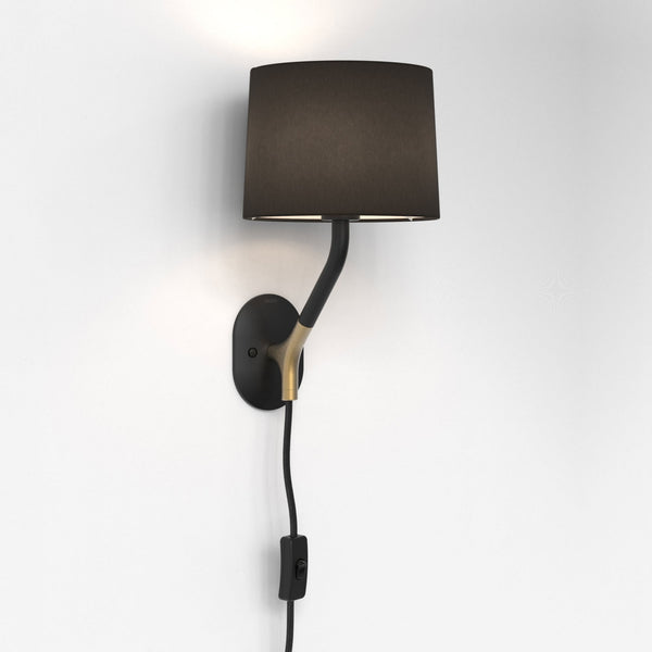 Arbor Plug In Switched Wall Light and Shade in Matt Black