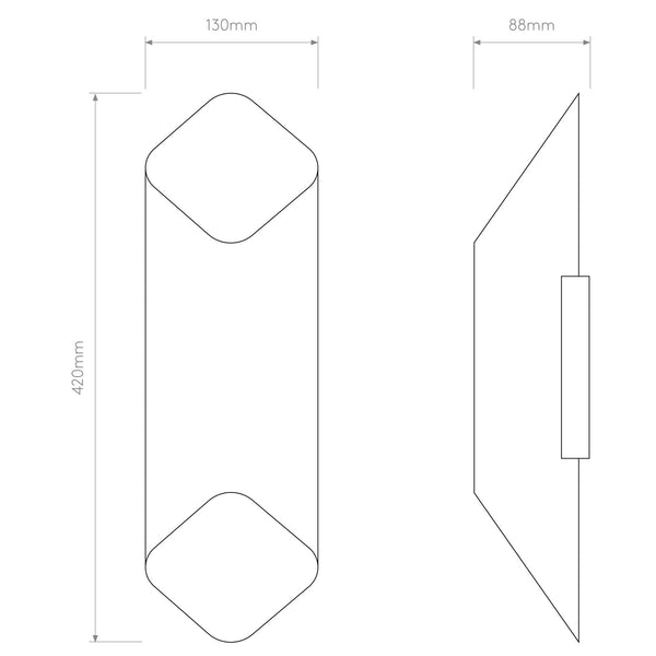 Ako 420 Phase Dimmable Up & Down Wall Light in Matt Black & Gold