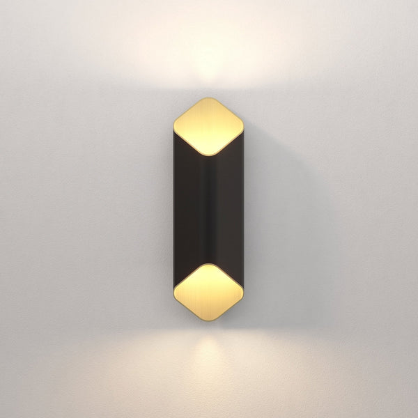 Ako 420 Phase Dimmable Up & Down Wall Light in Matt Black & Gold
