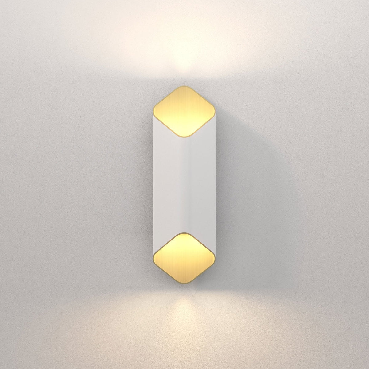 Ako 420 Phase Dimmable Up & Down Wall Light in Matt White & Gold