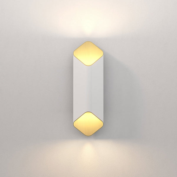 Ako 420 Phase Dimmable Up & Down Wall Light in Matt White & Gold