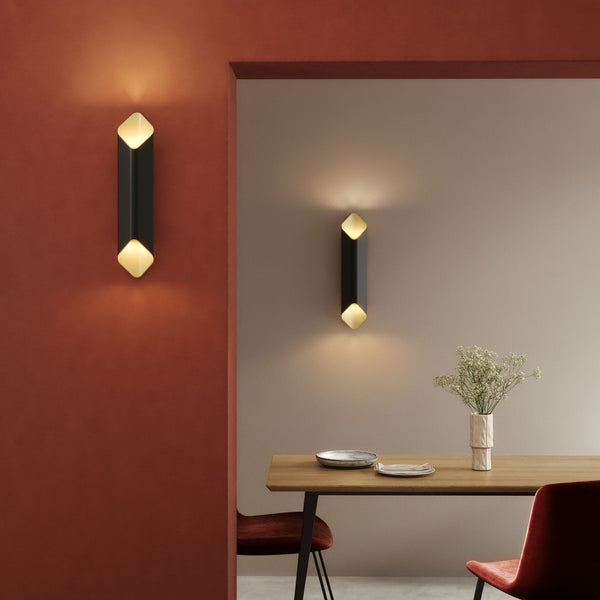 Ako 600 Phase Dimmable Up & Down Wall Light in Matt Black & Gold