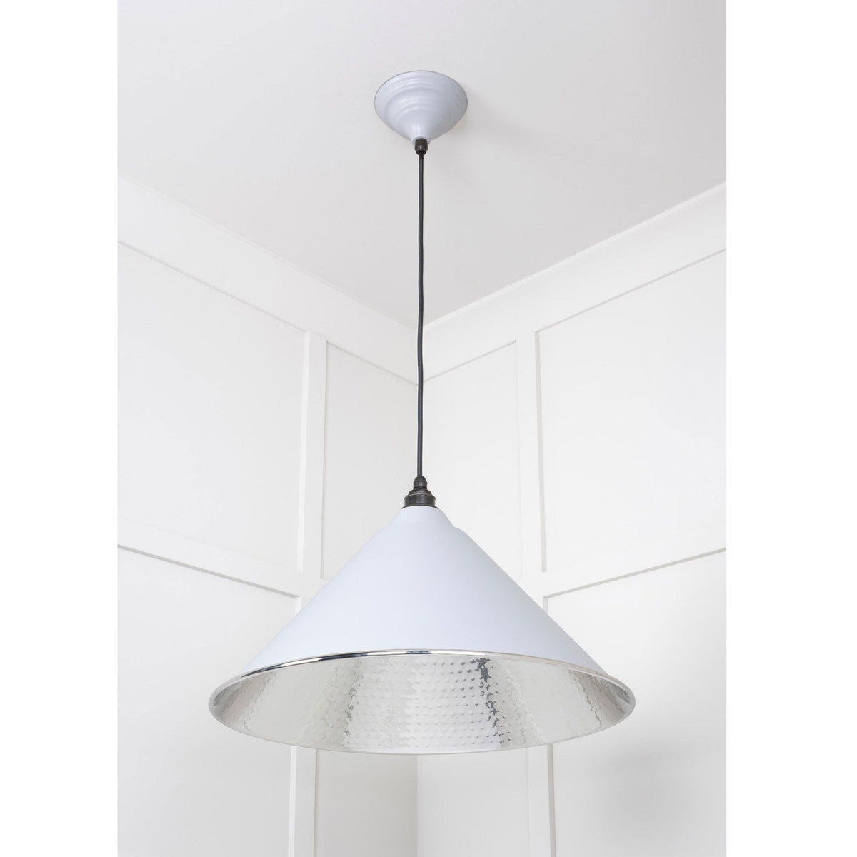 Hammered Nickel Hockley Pendant in Birch