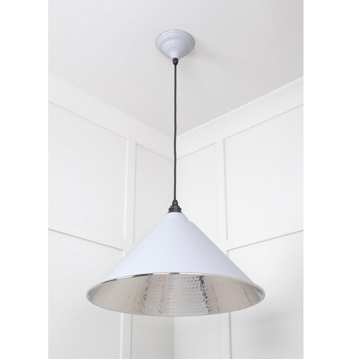 Hammered Nickel Hockley Pendant in Birch
