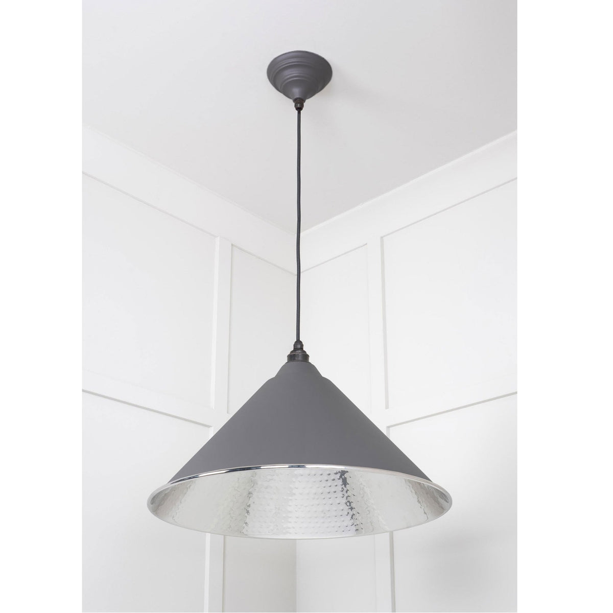 Hammered Nickel Hockley Pendant in Bluff