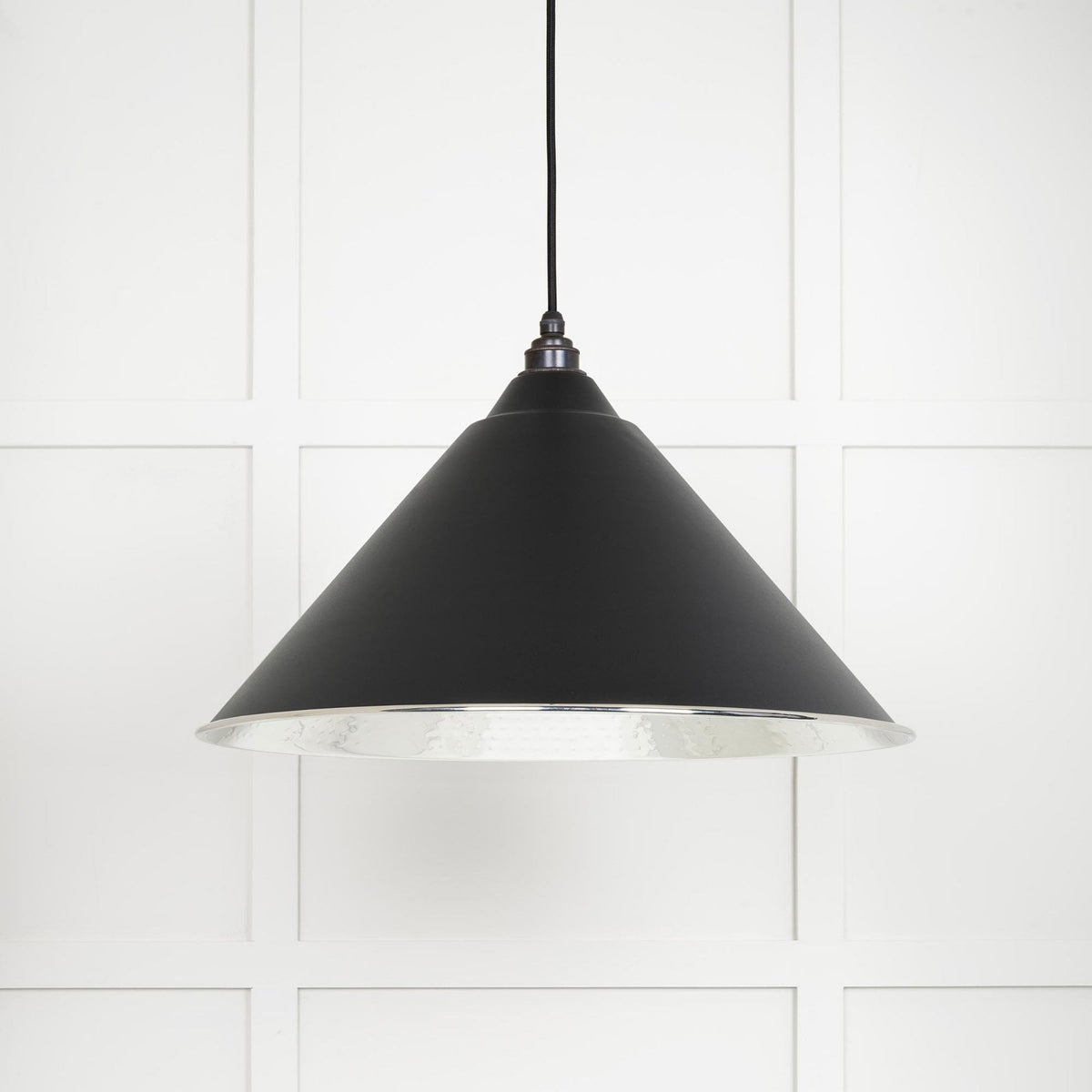 Hammered Nickel Hockley Pendant in Elan Black