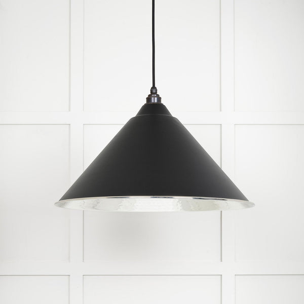 Hammered Nickel Hockley Pendant in Elan Black