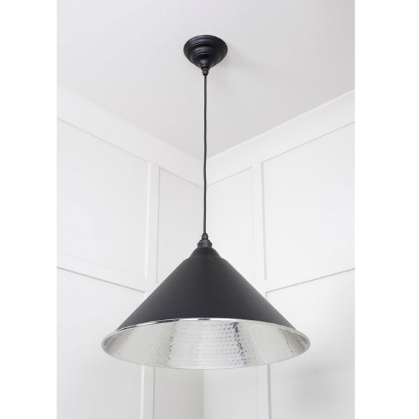 Hammered Nickel Hockley Pendant in Elan Black