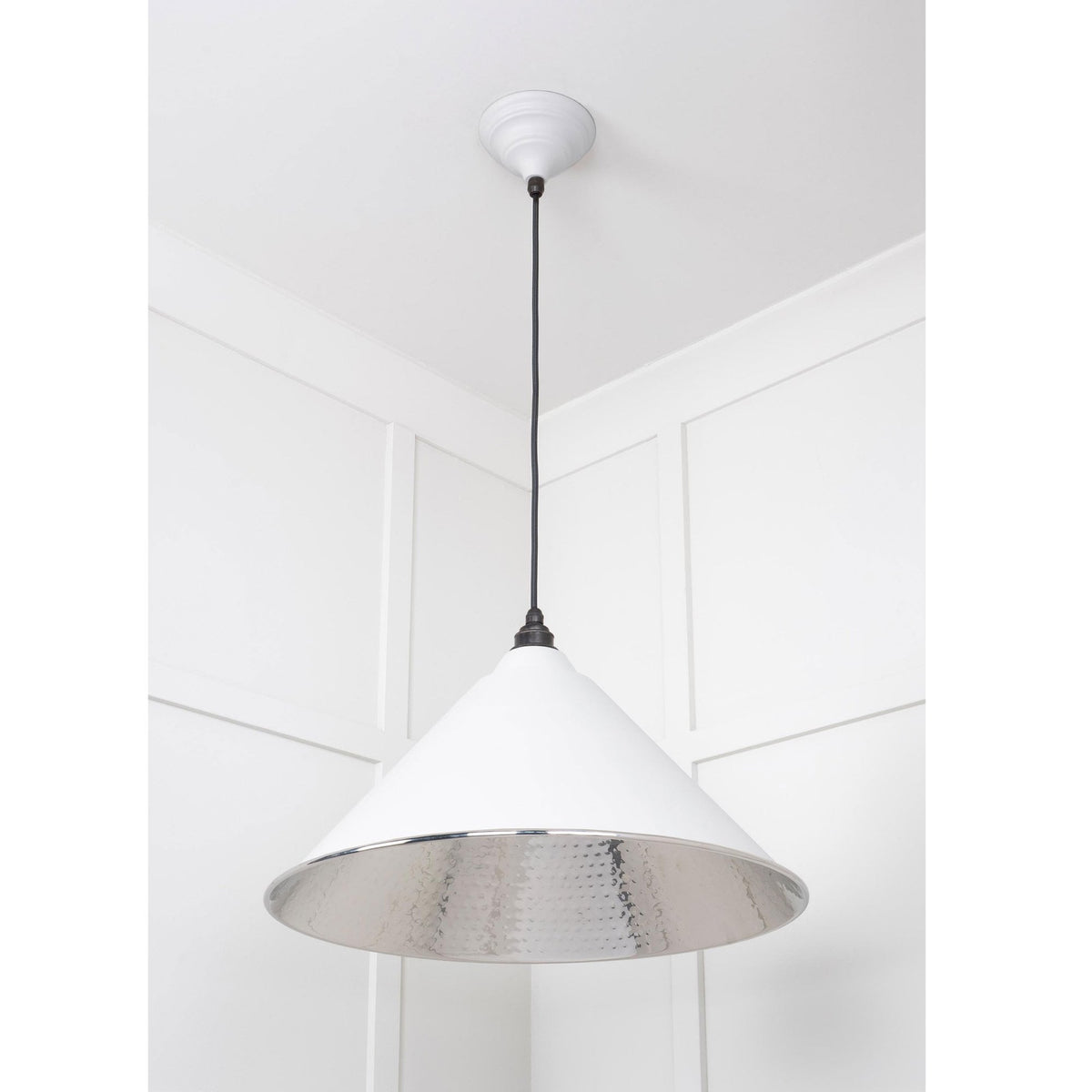 Hammered Nickel Hockley Pendant in Flock