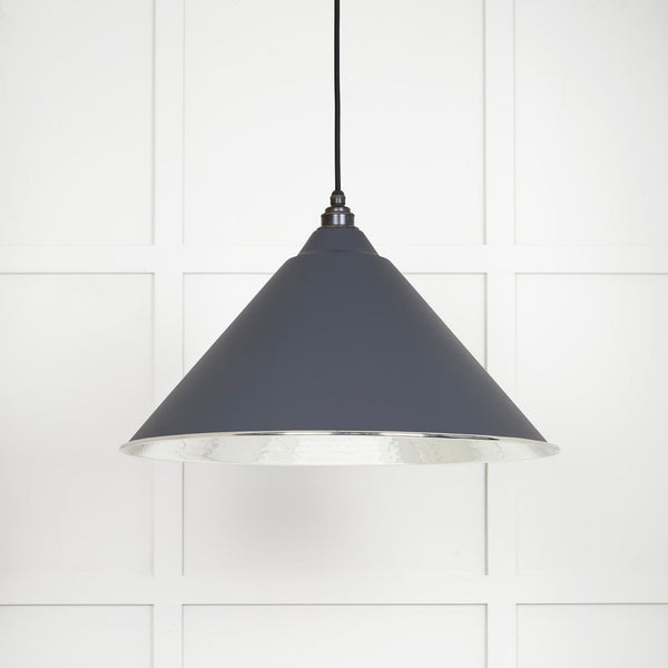 Hammered Nickel Hockley Pendant in Slate