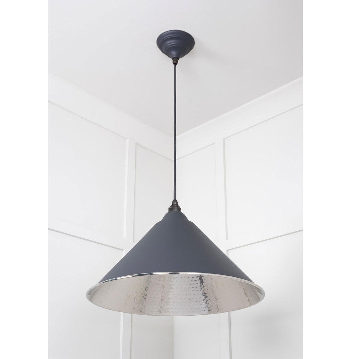 Hammered Nickel Hockley Pendant in Slate