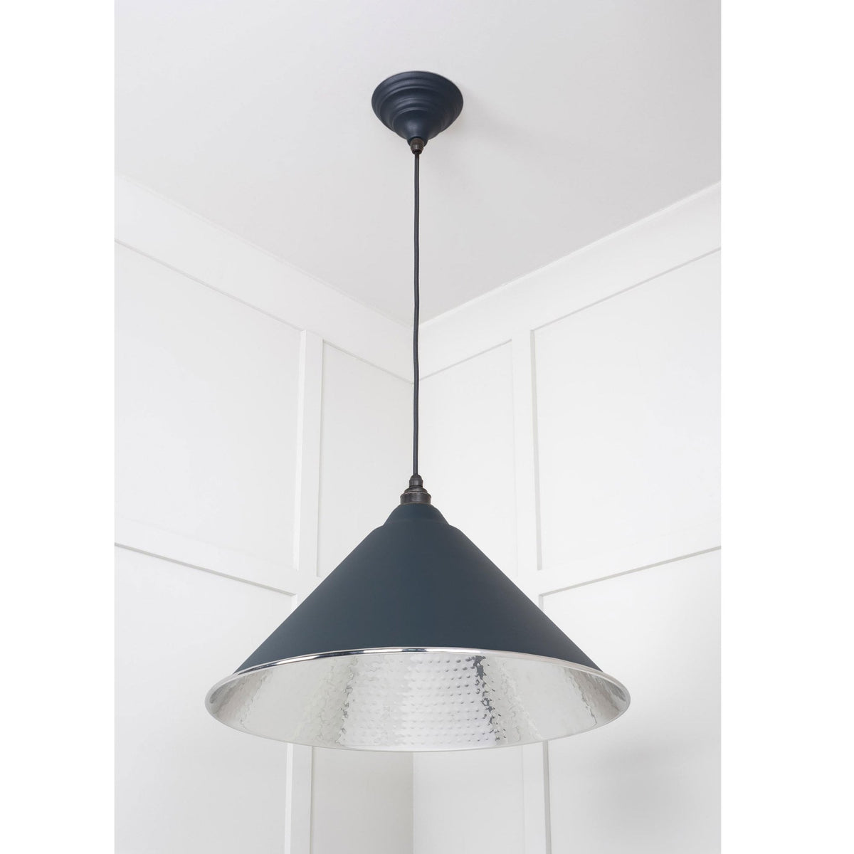 Hammered Nickel Hockley Pendant in Soot