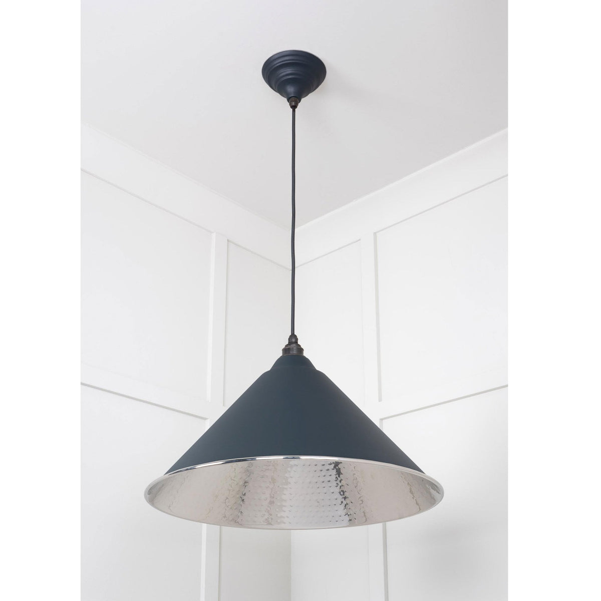 Hammered Nickel Hockley Pendant in Soot