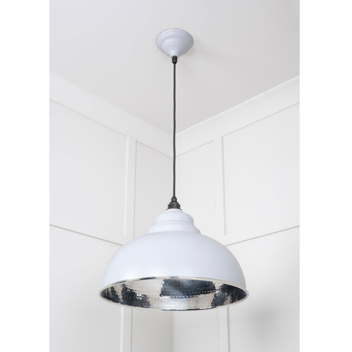 Hammered Nickel Harborne Pendant in Birch
