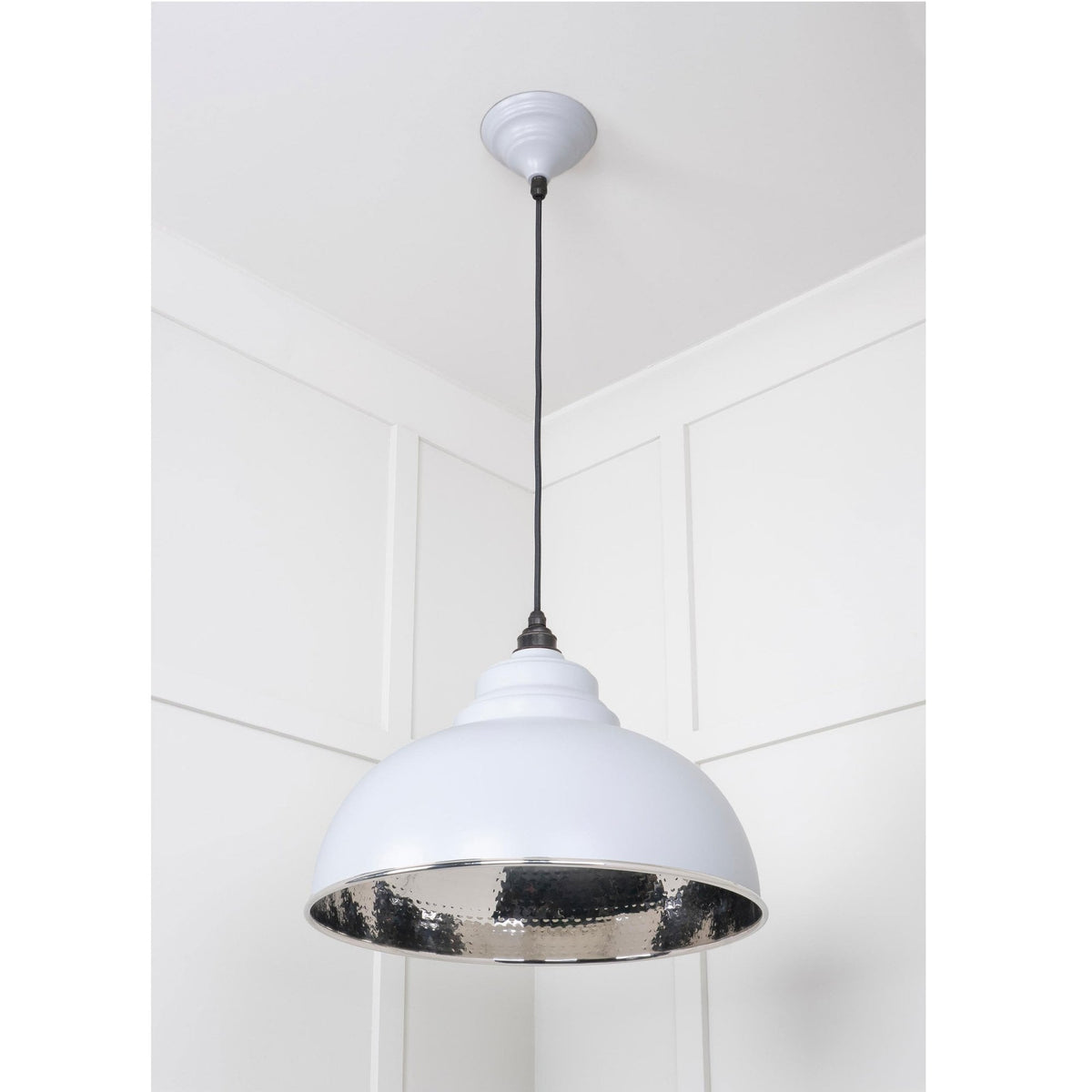 Hammered Nickel Harborne Pendant in Birch