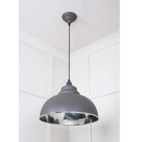 Hammered Nickel Harborne Pendant in Bluff