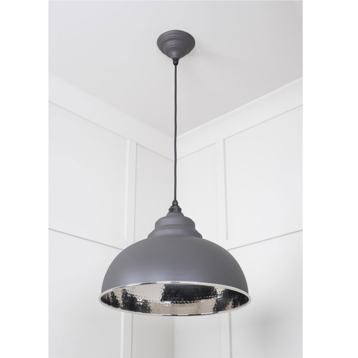 Hammered Nickel Harborne Pendant in Bluff