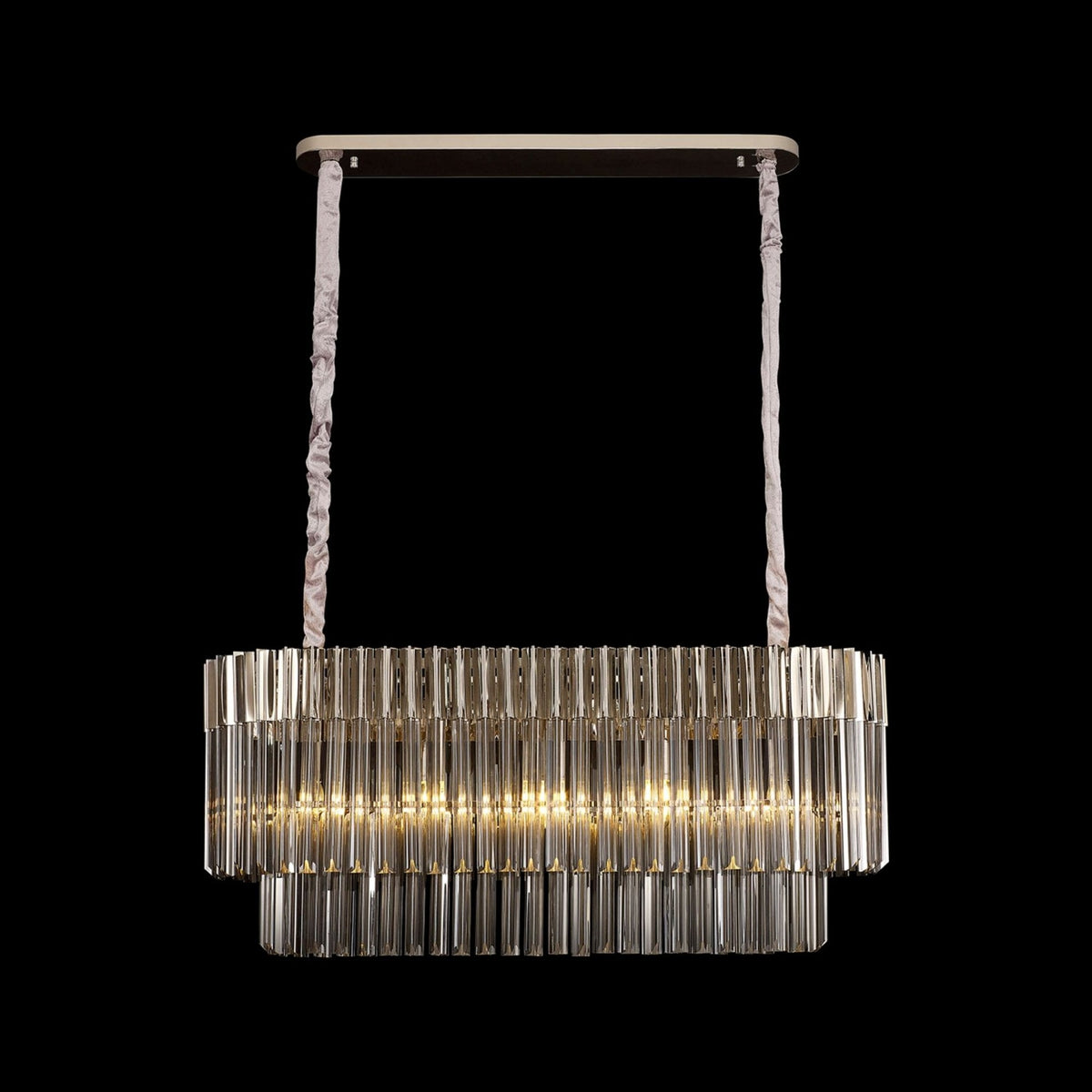 Kentisbeare 1000mm Linear Chandelier in Polished Nickel & Smoked Glass