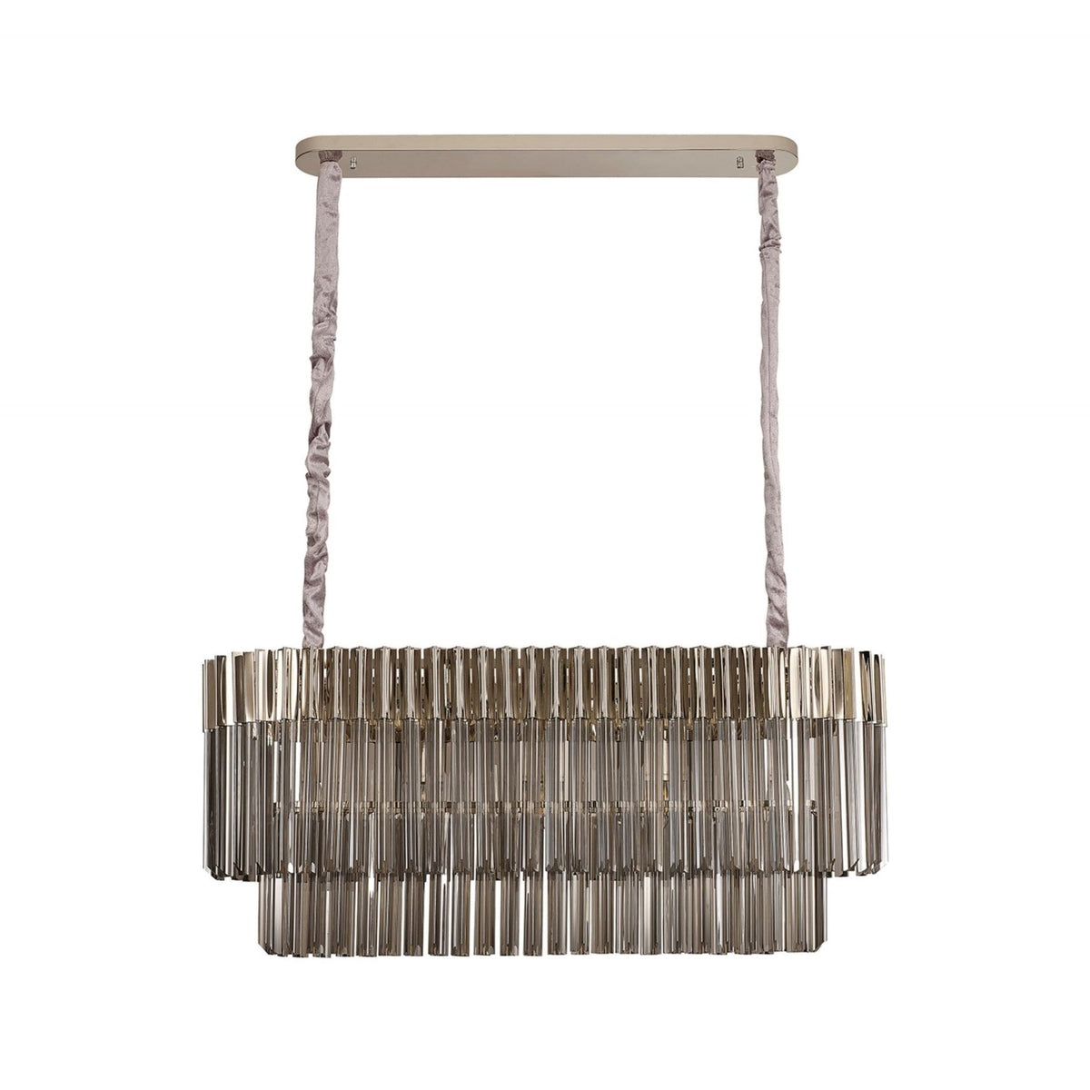 Kentisbeare 1000mm Linear Chandelier in Polished Nickel & Smoked Glass