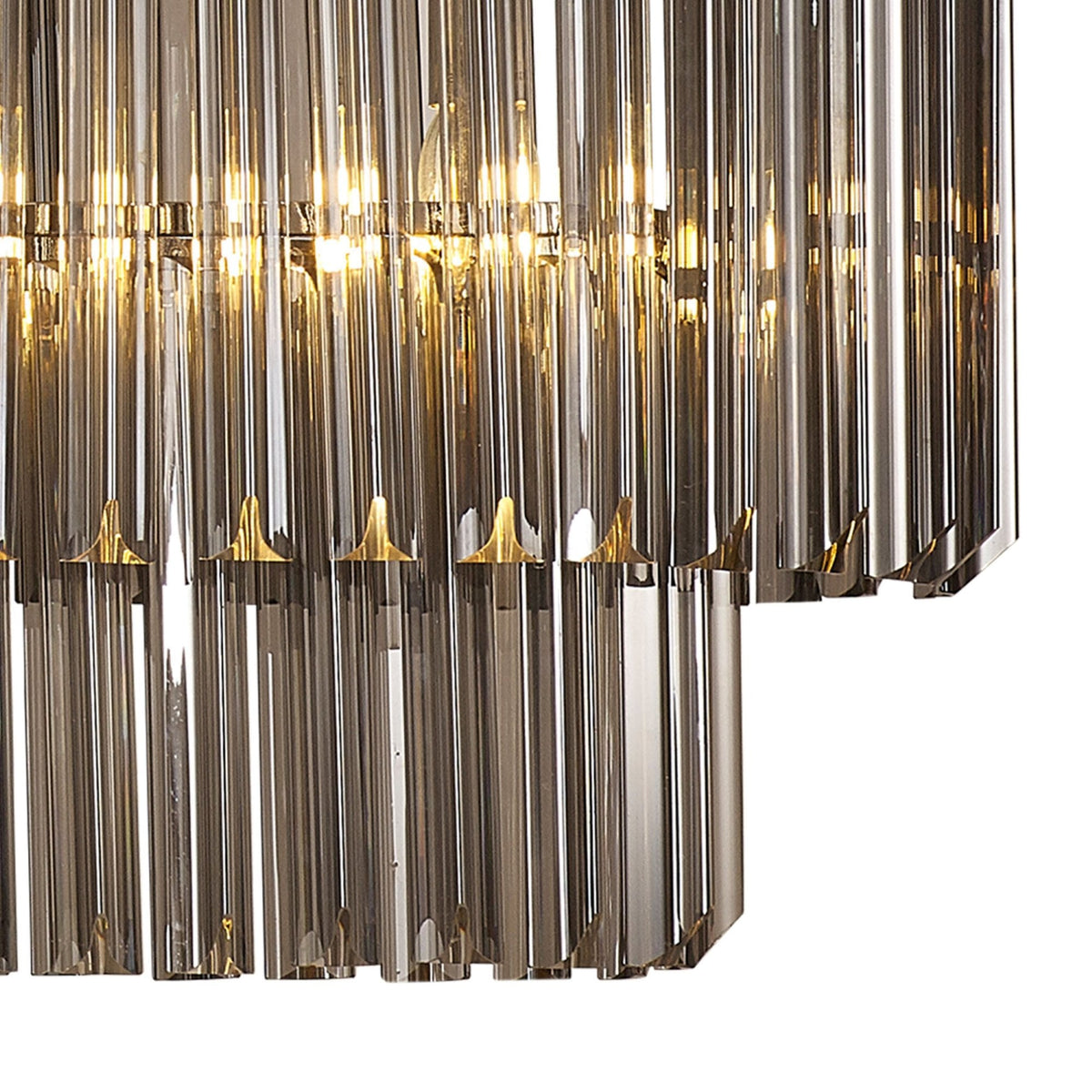 Kentisbeare 1000mm Linear Chandelier in Polished Nickel & Smoked Glass