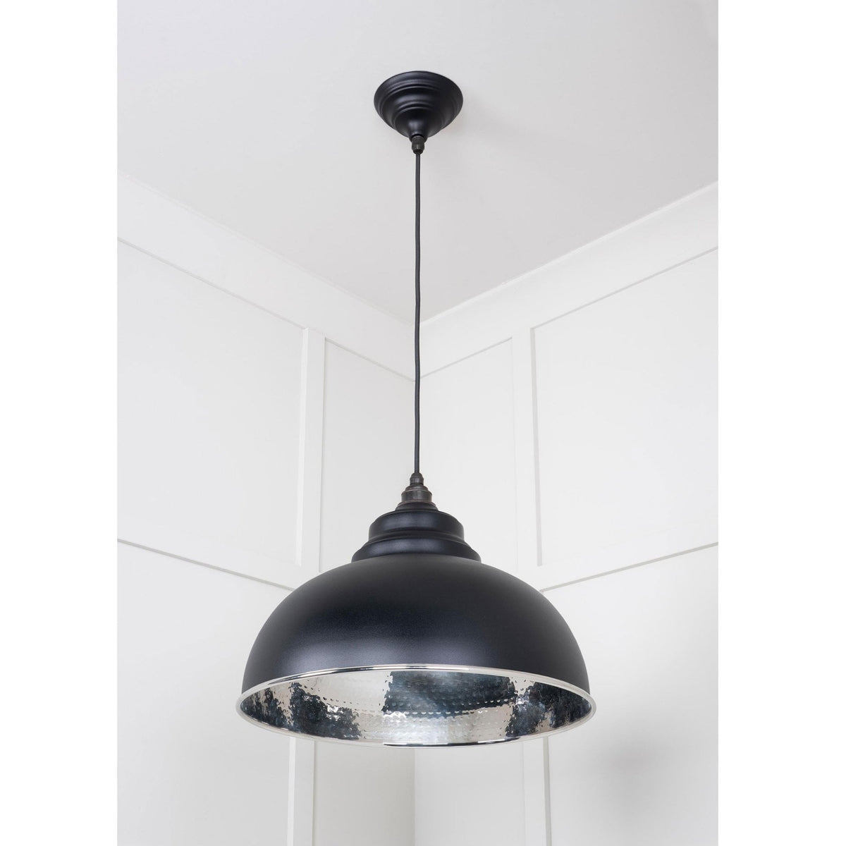 Hammered Nickel Harborne Pendant in Elan Black