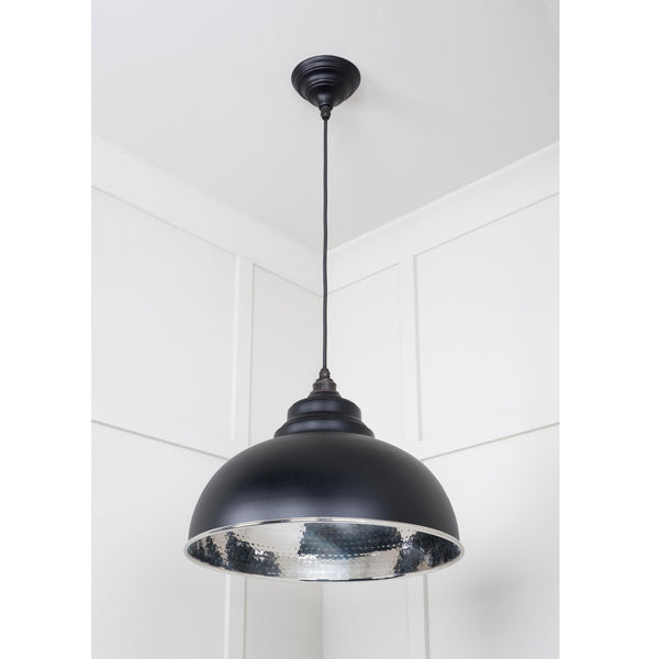 Hammered Nickel Harborne Pendant in Elan Black