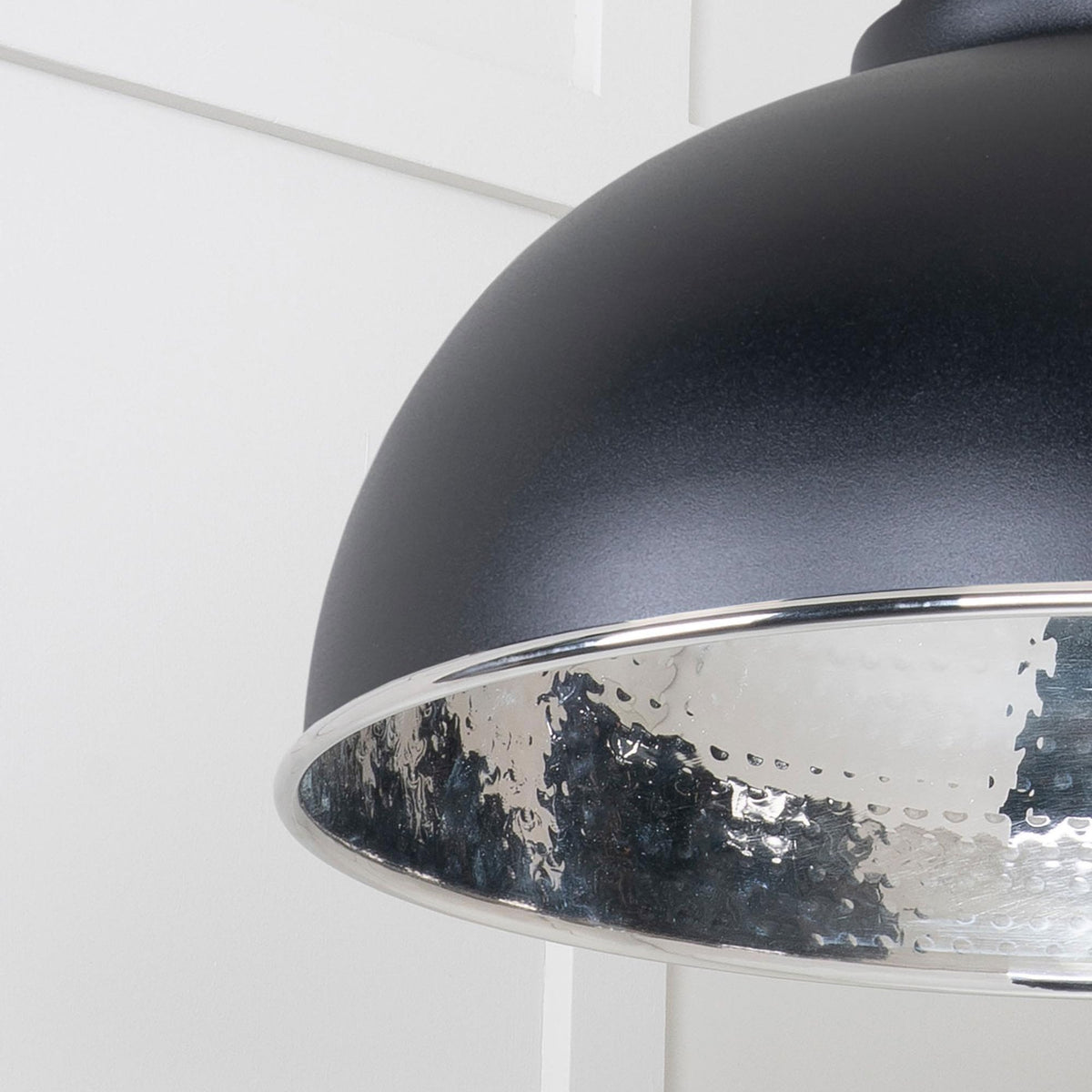 Hammered Nickel Harborne Pendant in Elan Black