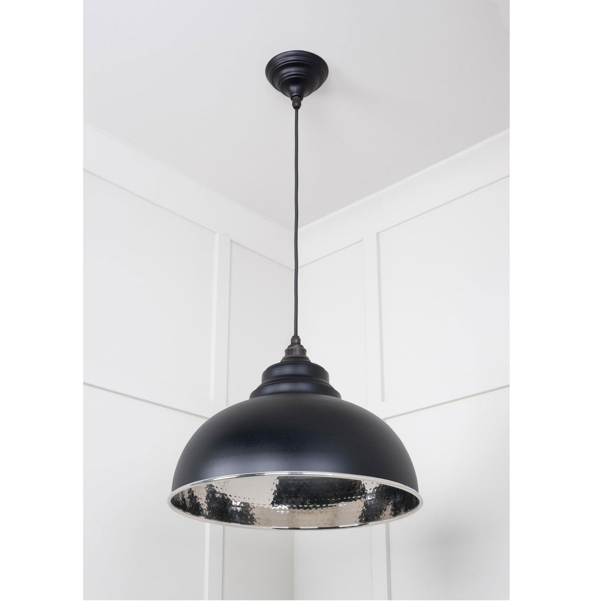 Hammered Nickel Harborne Pendant in Elan Black
